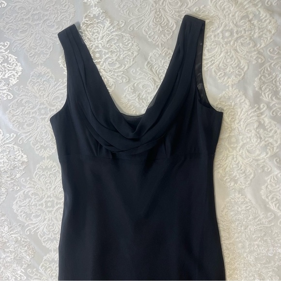 WHBM Silk Asymmetrical Hem Drape Neck Black Dress Size 6 - Picture 5 of 7
